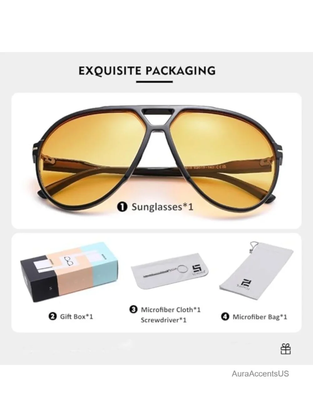 Oversized Aviator Sunglasses Retro 70s UV400 Tangle Free Shades